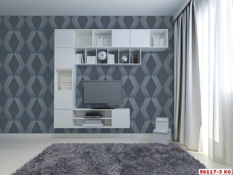 Tạo điểm nhấn không gian cho phòng khách chung cư với giấy dán tường họa tiết 3d mã 56117-3